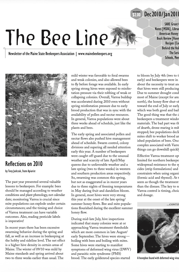 Cover for Bee Line (Maine State Beekeepers newsletter)