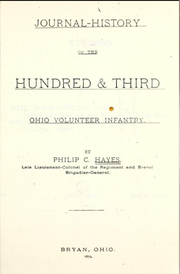 Cover for Journal-History of the Hundred & Third Ohio Volunteer Infantry