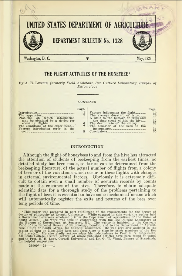 Cover for The Flight Activities of the Honeybee