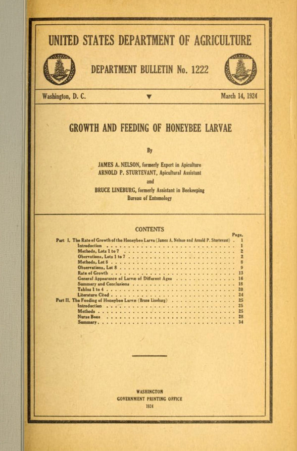 Cover for Growth and Feeding of Honeybee Larvae